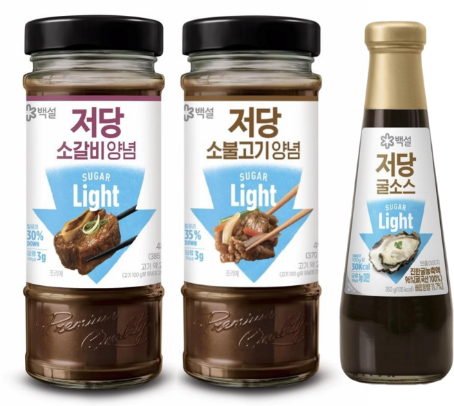 (꾸리미) 백설 저당 양념3종(저당소불고기양념 490g+저당소갈비양념 490g+저당굴소스 350g)