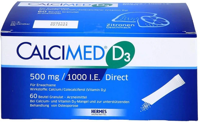 Calcimed D3 500mg 60포 1팩 Calcimed D3 500 mg/1000 IU Direct Granules, 1개, 1g - 쿠팡