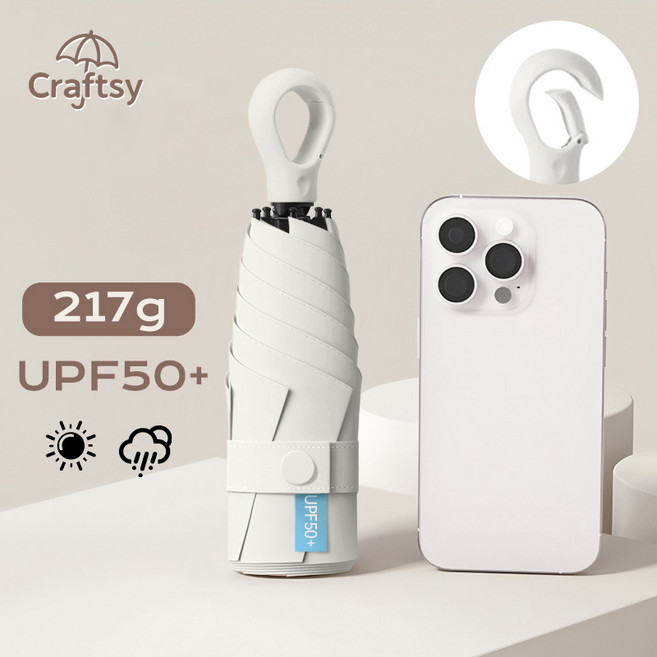 Craftsy 고리형 초경량 방풍 여행용 접이식 5단 우산 양산 자외선UV 99.9% 차단