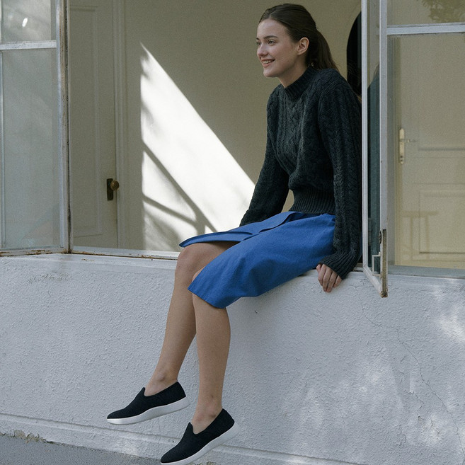 르무통 스타일 발 편한 메리노울 운동화 블랙(화이트아웃솔)