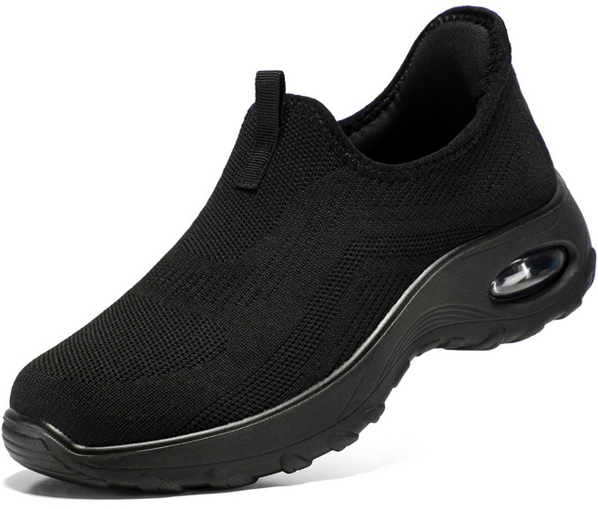 STQ 여성 운동화 키높이 슬립온 워킹화 발볼넓은 경량 니트 스니커즈 쿠션감 있는 에어쿠션 미끄럼 방지 굽높이 6cm