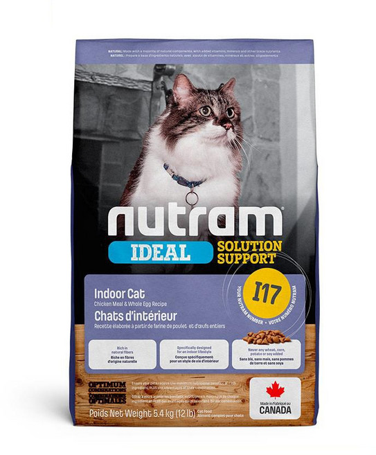 Nutram 紐頓貓糧 5.4kg 均衡營養配方 呵護腸胃 亮麗毛髮, 1個, I17室內化毛貓-燕麥雞肉,宅配限20公斤(過重運費另計), 雞肉+燕麥