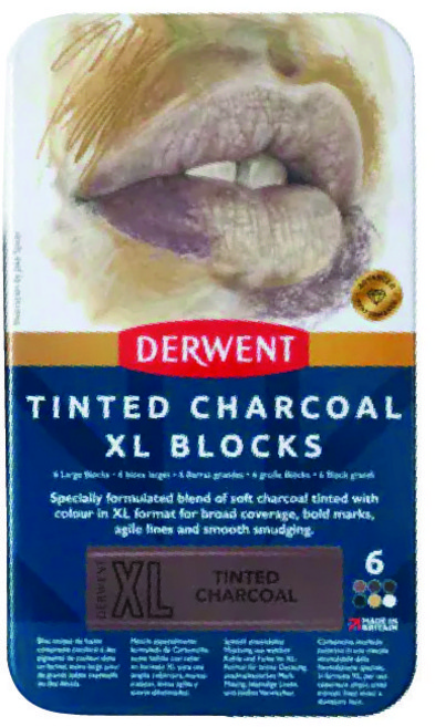Derwent 英國 得韻 水性木炭塊 XL 6色套組, 0.03g, 6