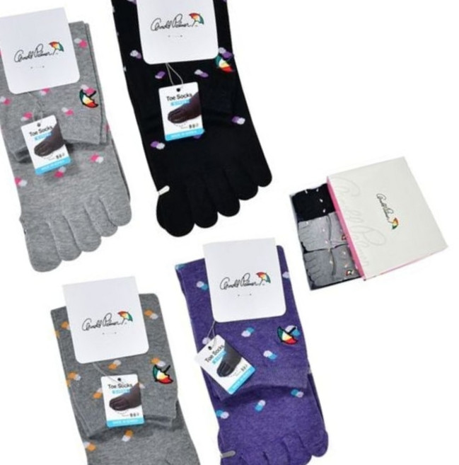 숙녀 발가락 아놀드파마 도트 패턴 통풍구 편직 중목 양말