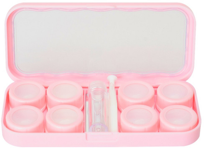 하이효 휴대용 심플 파스텔 렌즈케이스 4구 세트, 1개, 러블리 핑크