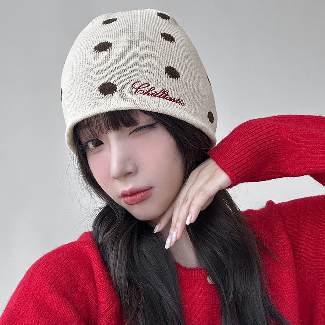 도트 레터링 니트 비니 남녀공용 숏 롱 비니 MH 2025