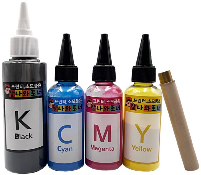 삼성 리필 토너 파우더 칼라레이저 무한프린터 복합기 전용 가루 잘나와토너, 파우더4색세트(1회분)+나무인두(1회용), 1세트