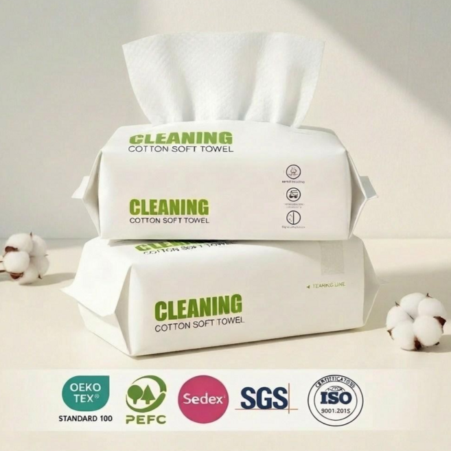 라운드데이 오코텍스인증 일회용 페이스타올 고평량 순면 민감성피부용, 2개, 60매