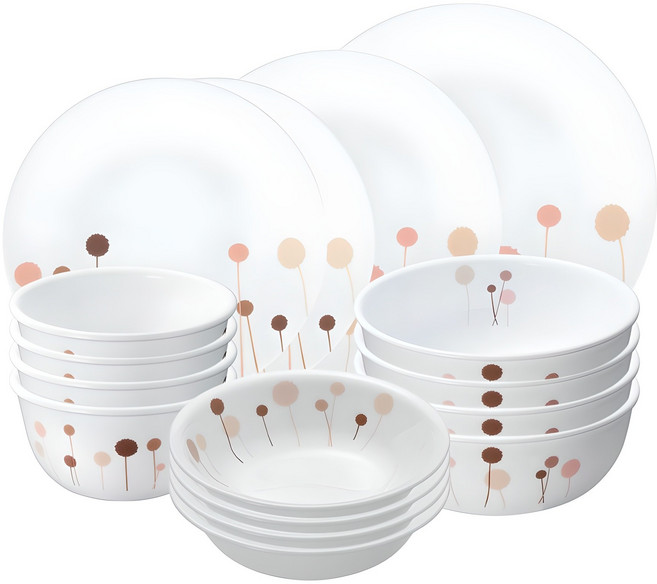 코렐 꽃솜 원형 4인 홈식기세트 16p, 혼합색상, 식기 6종, 1세트