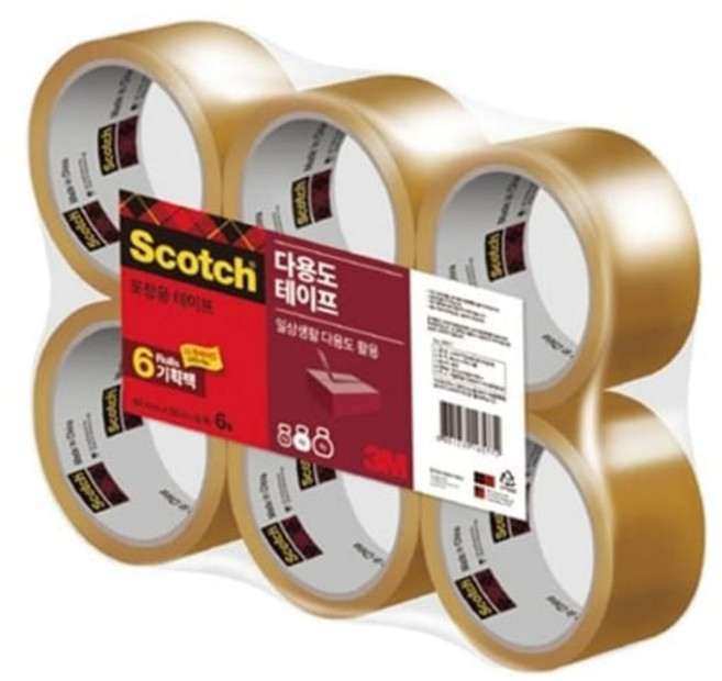 3M 스카치포장용테이프 3615-6 투명 테이프/48MMx50M/6개입 팩(1개입) 79000EA 1EA, 본상품