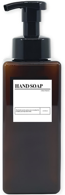뉴앤룩 사각 거품용기 핸드워시 리필공병 650ml + A라벨스티커 핸드솝 세트, 브라운(리필공병), 1세트