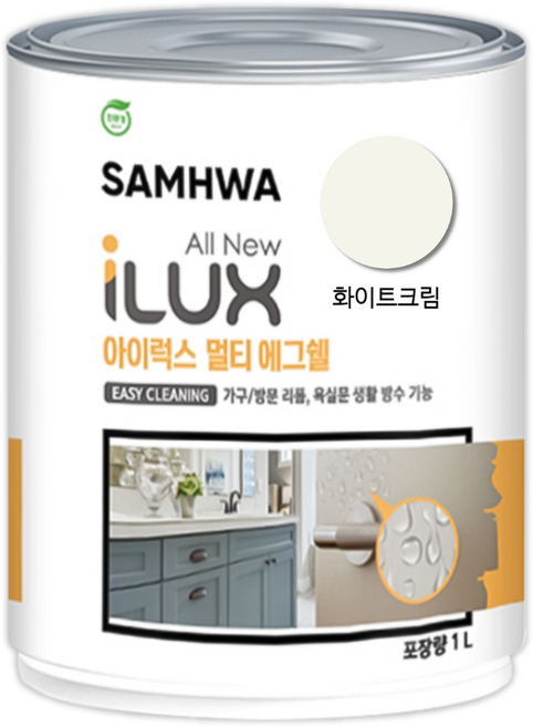 삼화페인트 아이럭스 멀티 에그쉘 친환경 다용도 수성, 화이트크림, 1L, 1개