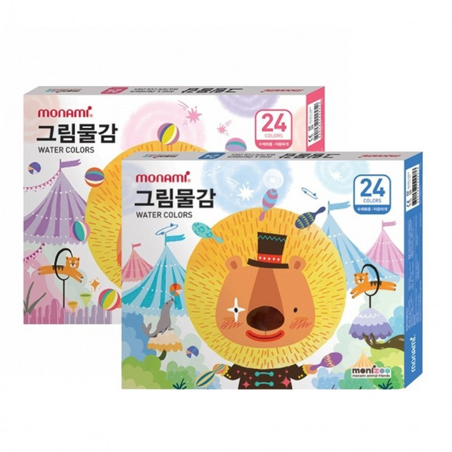 모나미 모니주 수채물감 6ml 24색 새학기 준비물 이름표 견출지 세트, 상세페이지 참조g, 핑크, 상세페이지 참조