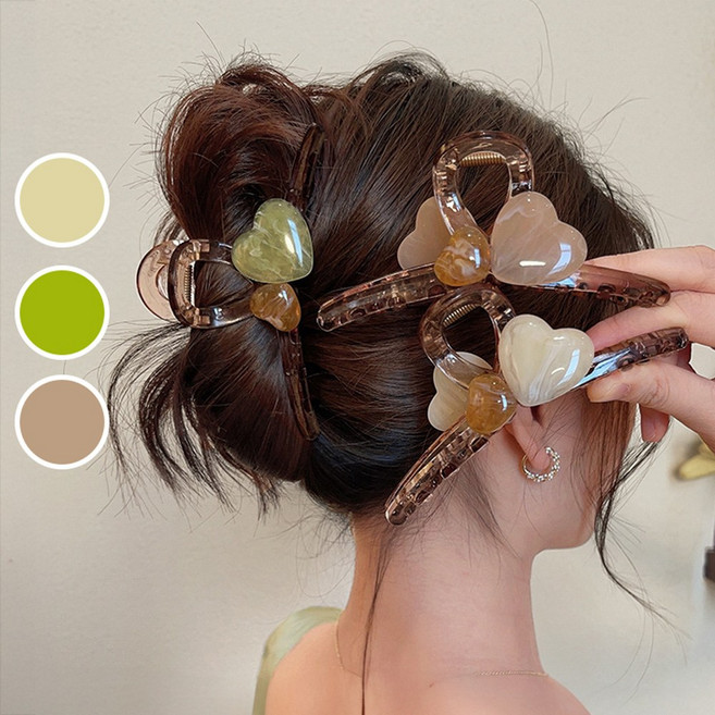 [HANNAL] 쿨 글라시더블하트 올림머리 집게핀3p세트