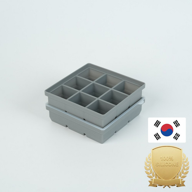 (1+1) 아티즌 쿡 국산 실리콘 얼음틀 아이스트레이 큐브 마늘 보관 용기 세트, 2개, 그레이