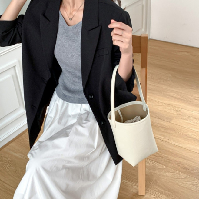 데일리 버킷 백 토트 숄더 가방 미니파우치 포함