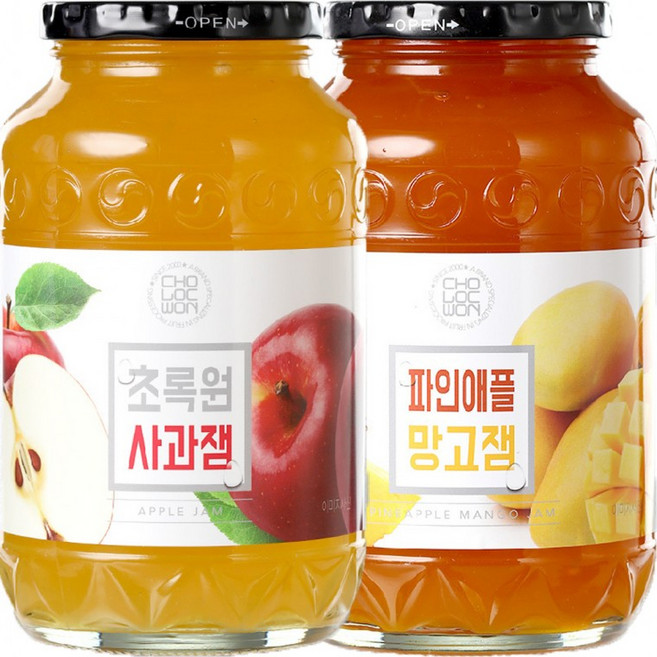 [오늘의 픽] 초록원 사과잼 1kg + 파인애플망고잼, 1개, 1ml, 1g
