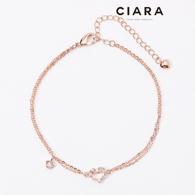 CIARA 14K Saviano 오또스톤 하트 투라인 팔찌(GoldPlated)