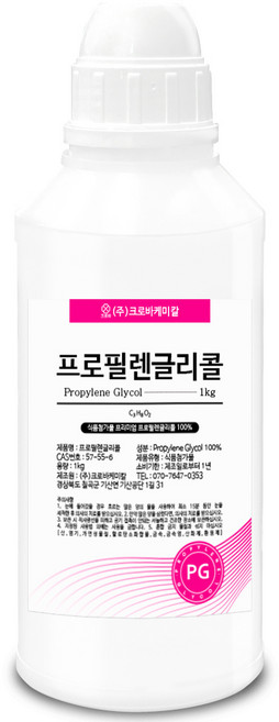 크로바 PG 프로필렌글리콜 1kg 액상 첨가제 천연 화장품 비누 슬라임, 1개