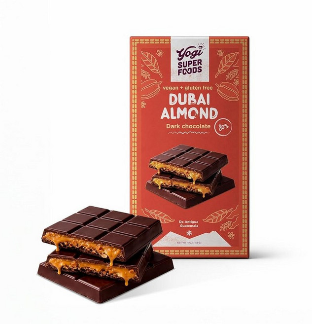 Yogi Super Foods 두바이 피스타치오 화이트 초콜릿 - 비건 글루텐 프리 코코넛 밀크 화이트 초콜릿 피스타치오 버터 카타이피 크런치 및 로스트 피스타스키오 피스 포함, Dark Chocolate Almond