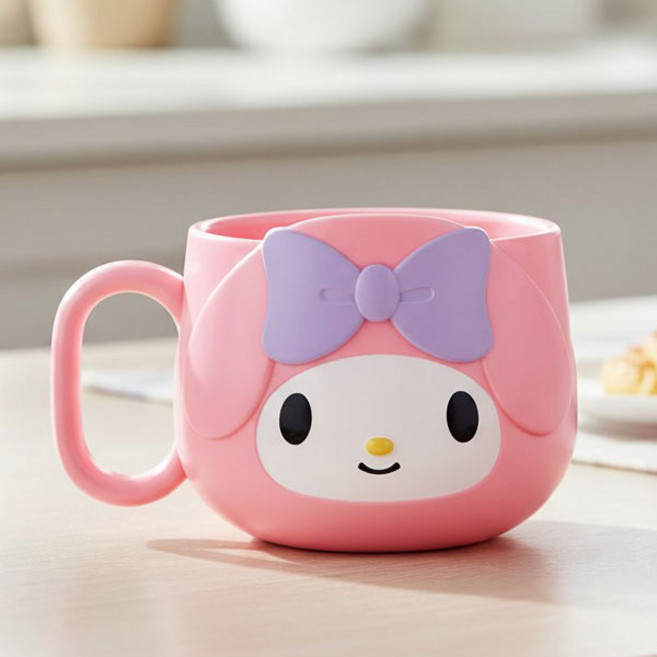 마이멜로디 얼굴 머그컵 입체 캐릭터 플라스틱컵, 230ml, 1개, 핑크