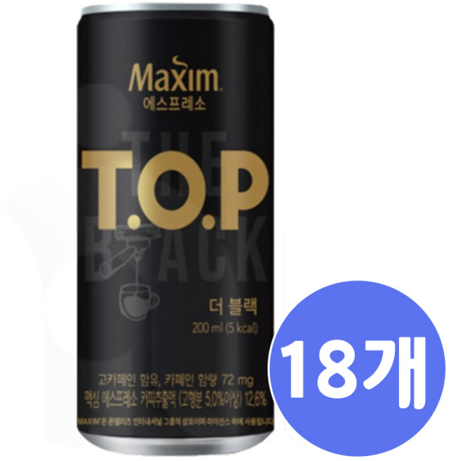 동서식품 맥심 TOP 더 블랙 (캔), 200ml, 18개