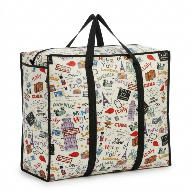 겟겟 튼튼하고 견고한 고급 대형 타포린 백 다용도 가방 유니크한 디자인, 600X190X450(H)