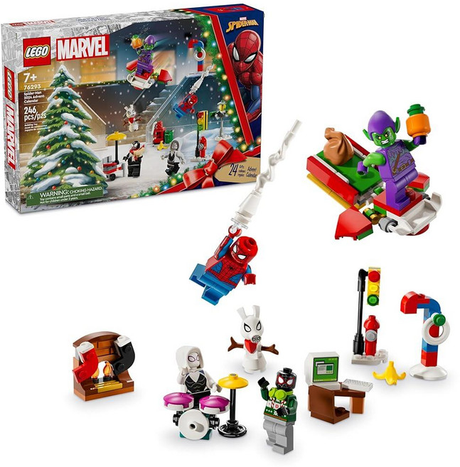 126069 LEGO 마블 스파이더맨 어드벤트 캘린더 2024 아동용 - 미니 빌드 및 5개의 피규어가 있는 크리스마스 캘린더 만 7세 이상 남아 여아용 장난감 휴일을 위한, LEGO 마블 스파이더맨 어드벤트 캘린더 2024 아동, 멀티컬러, 1