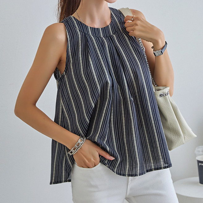 [나크21] 홀터넥 스트라이프 셔링 블라우스 NK42-T-93