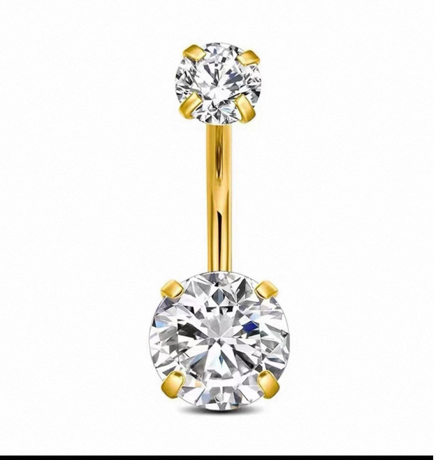 雙鑽肚臍環 簡約風格