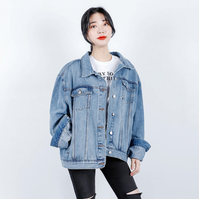 [PRITIARA] PT3014 오버핏 데님 청자켓 빅사이즈 착용가능 보이핏청자켓 데님자켓 남여공용 커플자켓