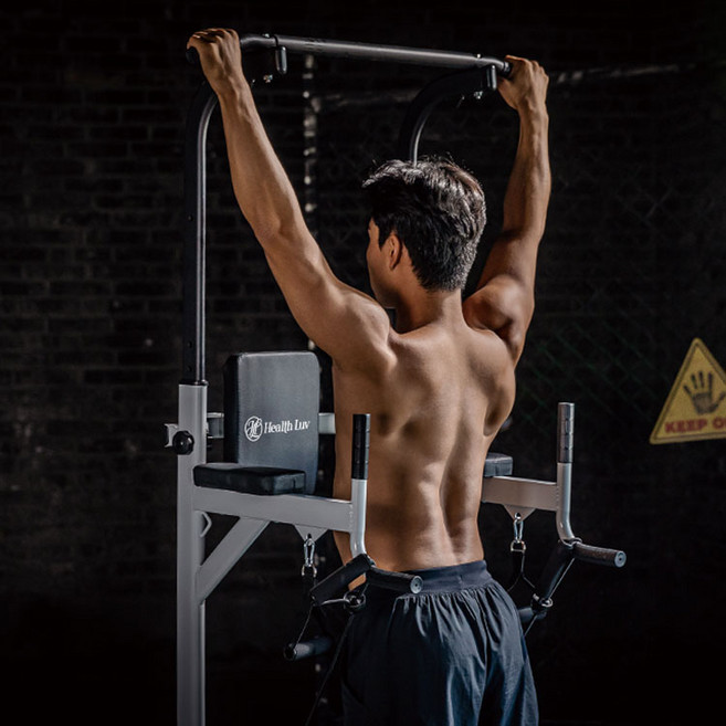 헬스럽 임팩트 프로 치닝디핑 가정용 철봉 실내 턱걸이 운동기구 풀업바 홈트 홈트레이닝, 블랙