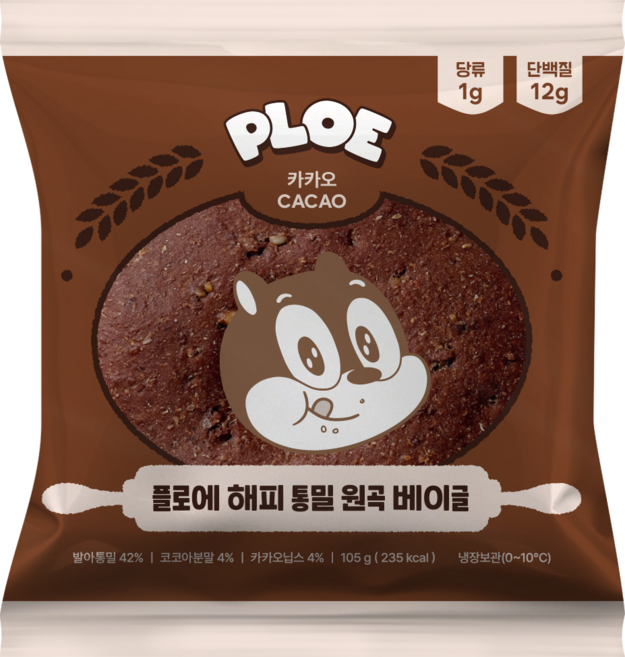 플로에 해피 통밀 원곡 베이글 카카오, 7개, 105g