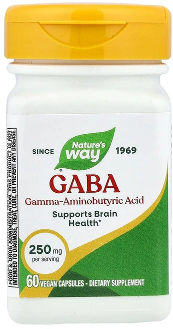 엔자마틱테라피 Natures Way (네이처스 웨이) GABA 250mg 베지 캡슐 60정, 1개 - 쿠팡