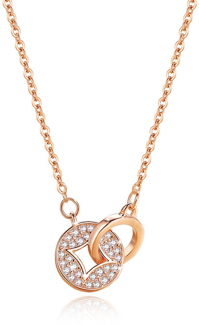 YANGTA 여성 14k 목걸이 로즈골드 행운의 쌍고리 목걸이 여성 심플 데일리 목걸이