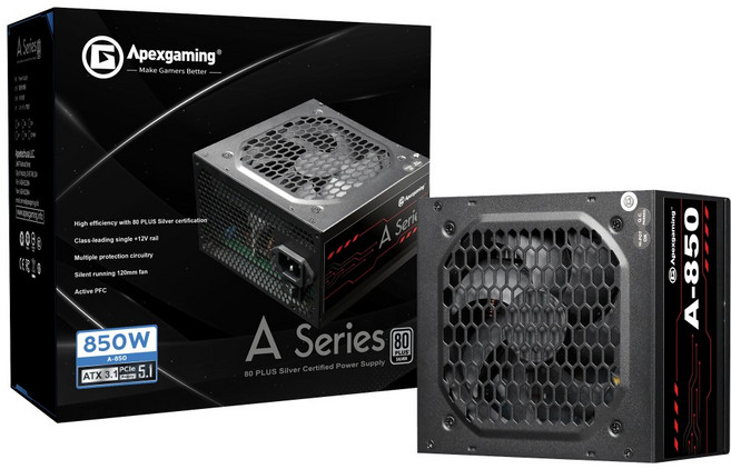 Apexgaming A-850 850W 80 PLUS 銀牌認證 電源供應器, 艾湃A850/850W銀牌 全日系ATX3.1 PCIE5.1