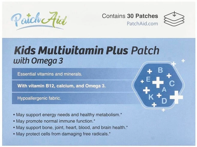PatchAid 어린이용 종합비타민 플러스 패치 오메가3 함유 패치 30매 PatchAid (패치에이드), 1개 - 쿠팡