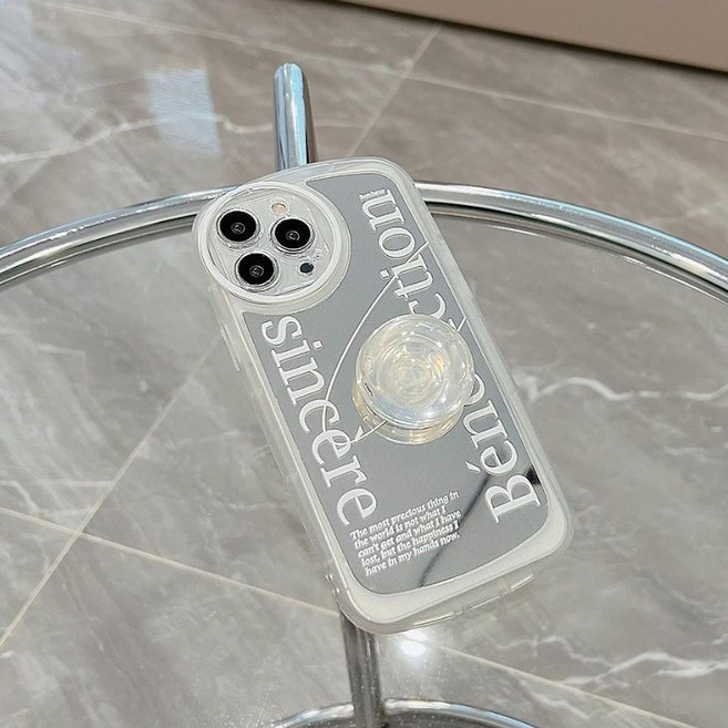 핫티몰 심플 영문 레터링 행성 스마트톡 거울 투명 에폭시톡set TPU 휴대폰 케이스