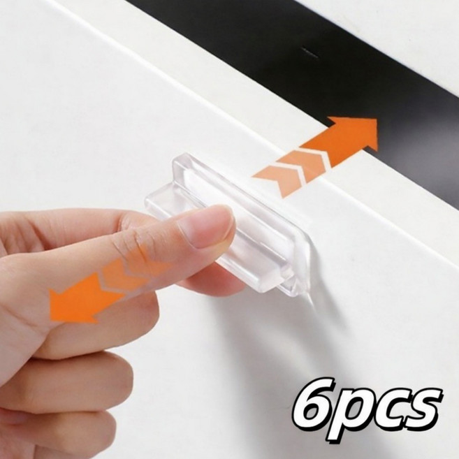 노라앤드 소프트터치 무타공 실리콘 접착식 서랍 가구 손잡이, 투명, 6개