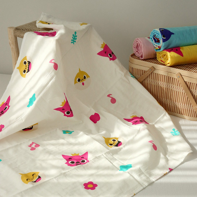 정품 핑크퐁 아기상어 프리미엄 여름 거즈 순면 아기담요 블랭킷