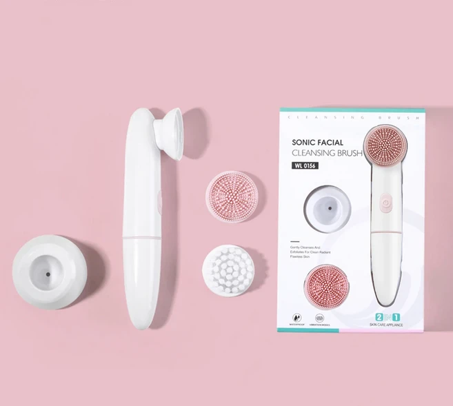 전기 페이셜 클렌징 브러쉬 페이스 마사지 실리콘 충전식 소닉 롤러 브러쉬 블랙 헤드 리무버 모공 클리너, 01 핑크