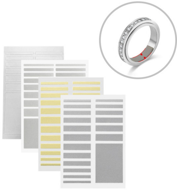 도나토르 반지 사이즈 줄이기 밴드 테이프 링 호수 조절, 2개, 그레이