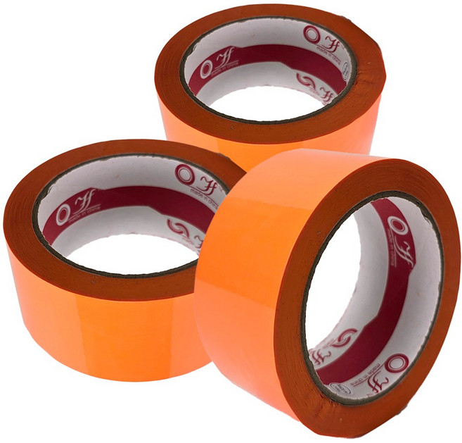 링비츠 박스 포장 컬러 테이프 더블 75m, 3개, 오렌지