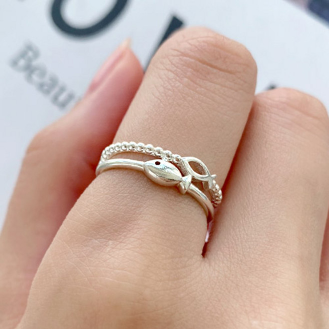 반지소 다올 실버925 행운 두줄 물고기 반지