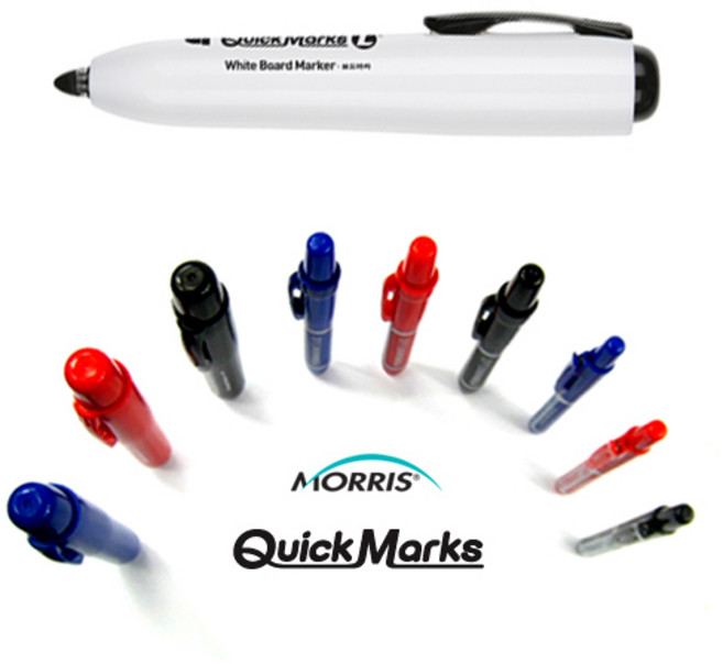 MORRIS 모리스 퀵마크 S M L 노크식 보드마카 /모리스 노크식 유성매직/모리스 노크식 네임펜/노크식 마카, 보드마카-L-청색