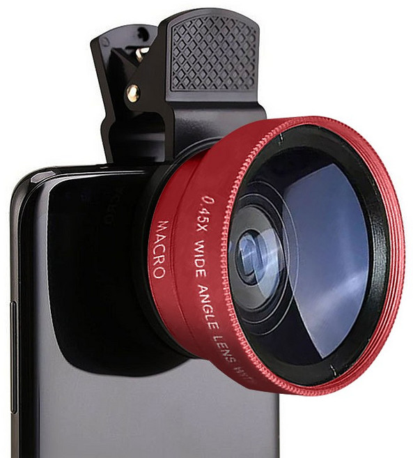 상덕 스마트폰광각렌즈 핸드폰렌즈 패션 광각렌즈, 붉은색, 1개