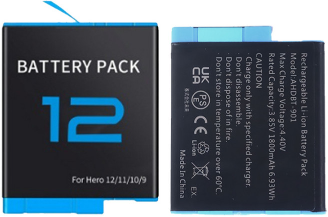 GoPro Hero 9/10/11/12 副廠電池 1800mAh AHD BT-901, 1個, 電池