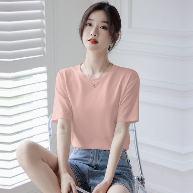 VEZRI 여성 여름 아이스 소재 반팔 티셔츠 루즈핏 드레이프 실루엣 얇은 소재 오버핏