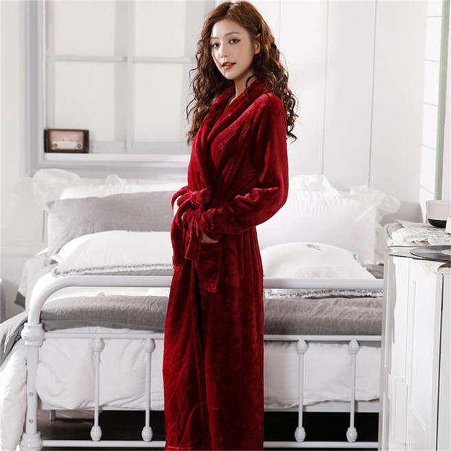 Vezri 남녀 공용 겨울용 코랄 플리스 로브 편안한 허리끈과 대형 포켓