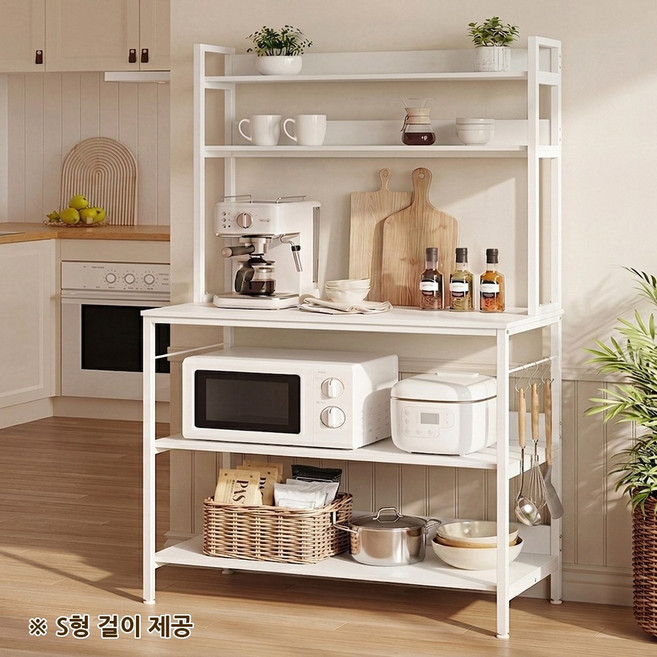 KOTTII 높은 주방 수납장 다용도 진열대 정리대, 5단, 화이트